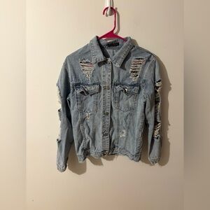 SHEIN Light Blue Distressed Jean Jacket Size Small